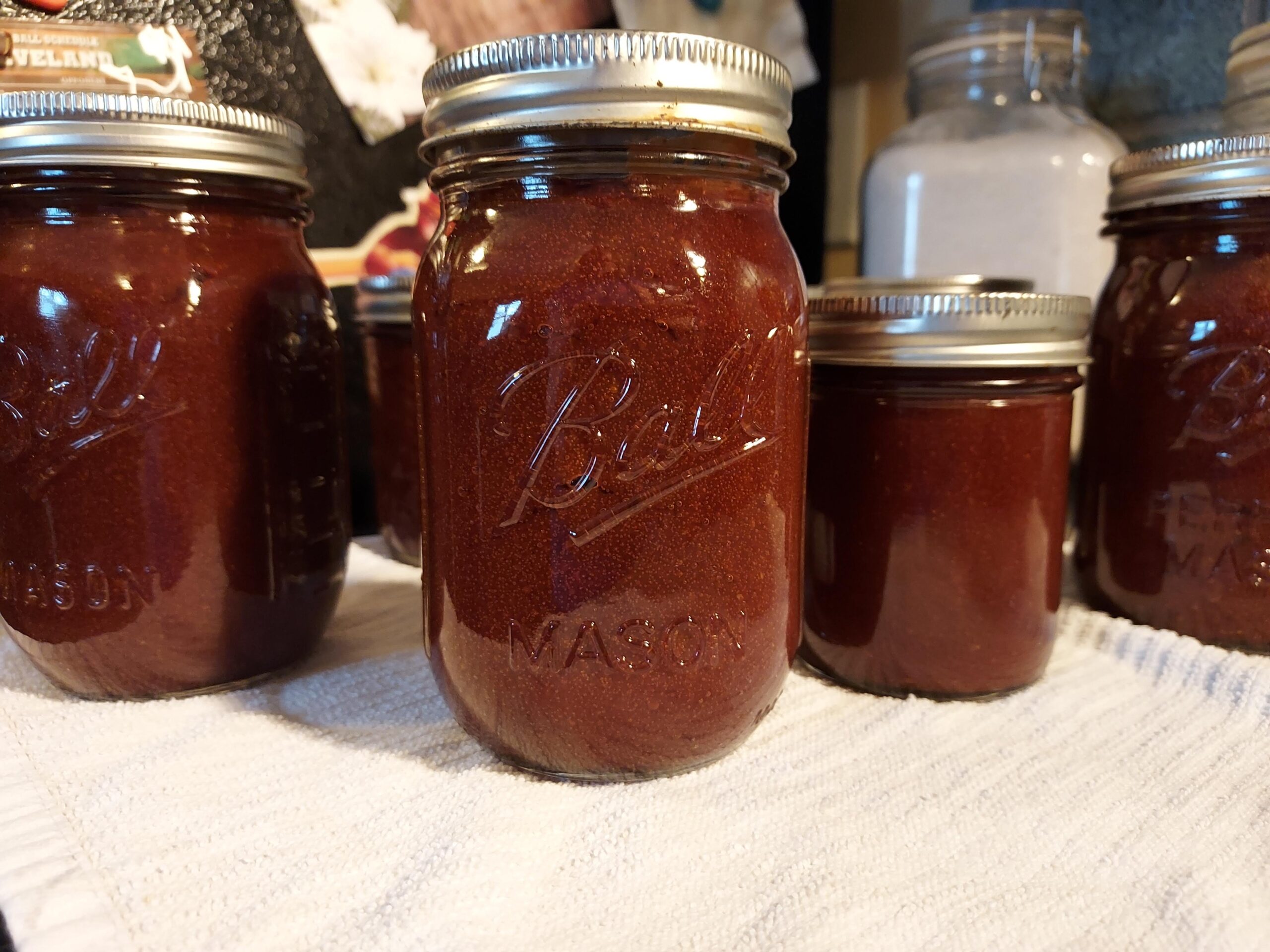 A finished batch of sweet, smokey BBQ sauce.